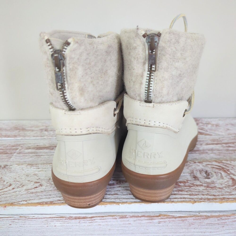 Sperry Women's Wedge Tide Saltwater Wool Duck Boots Size 9 White/Cream - Picture 5 of 7